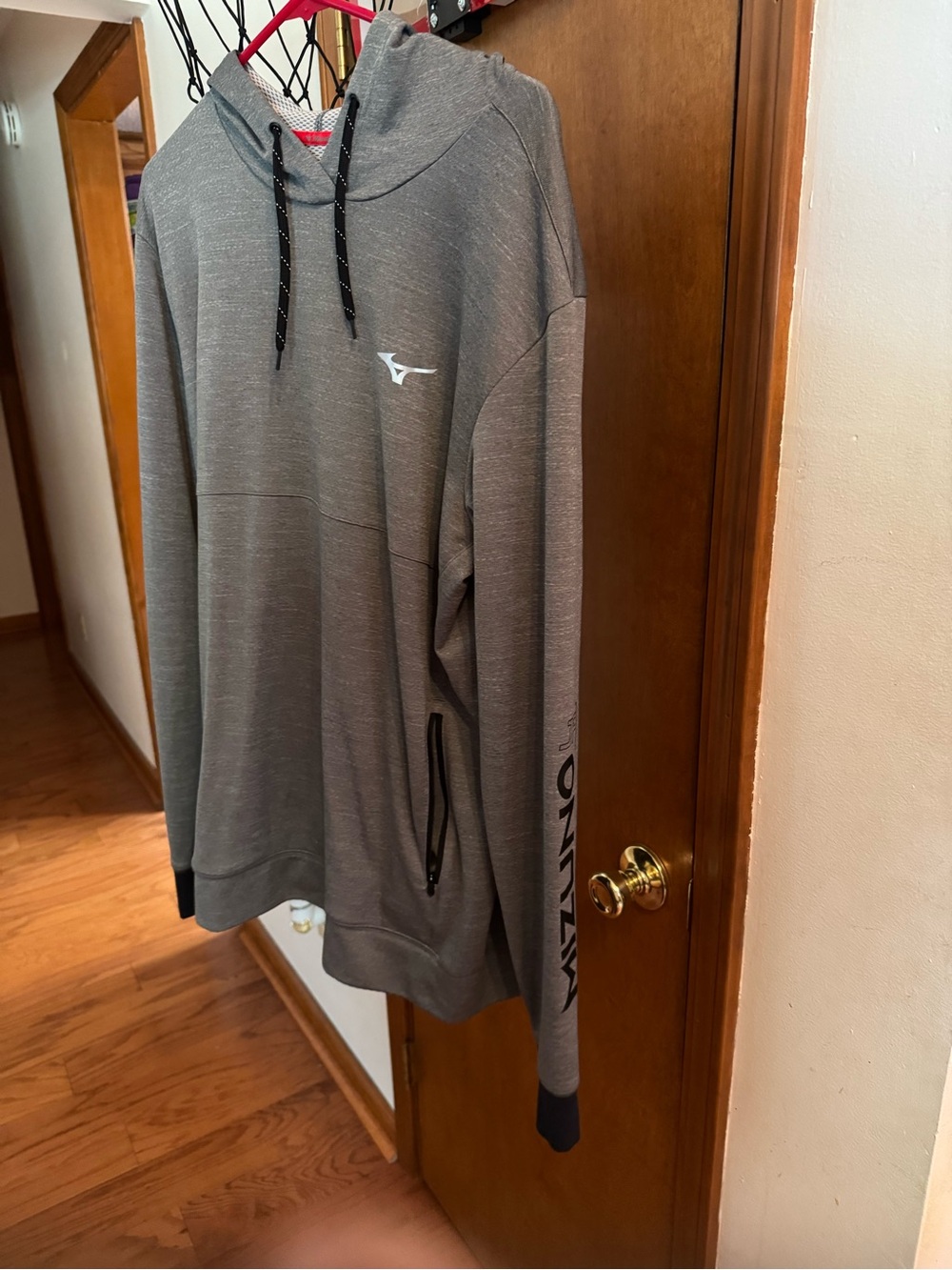 Mizuno Heather Gray Pullover Hoodie with Logo